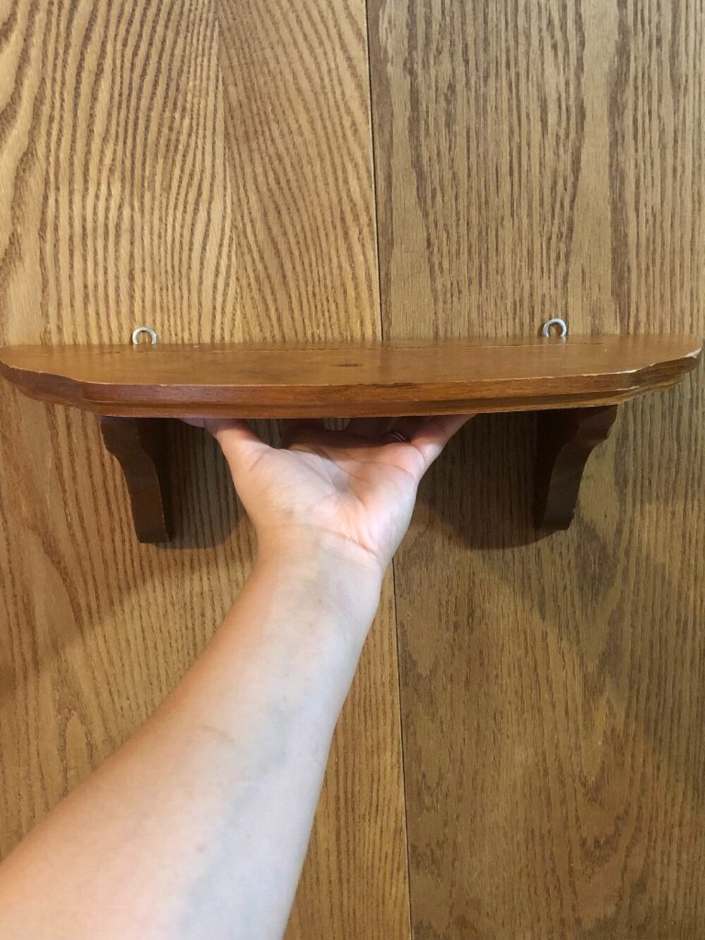 Vintage 16" Wooden Wall Shelf With Brackets Cottagecore Small Floating Shelf